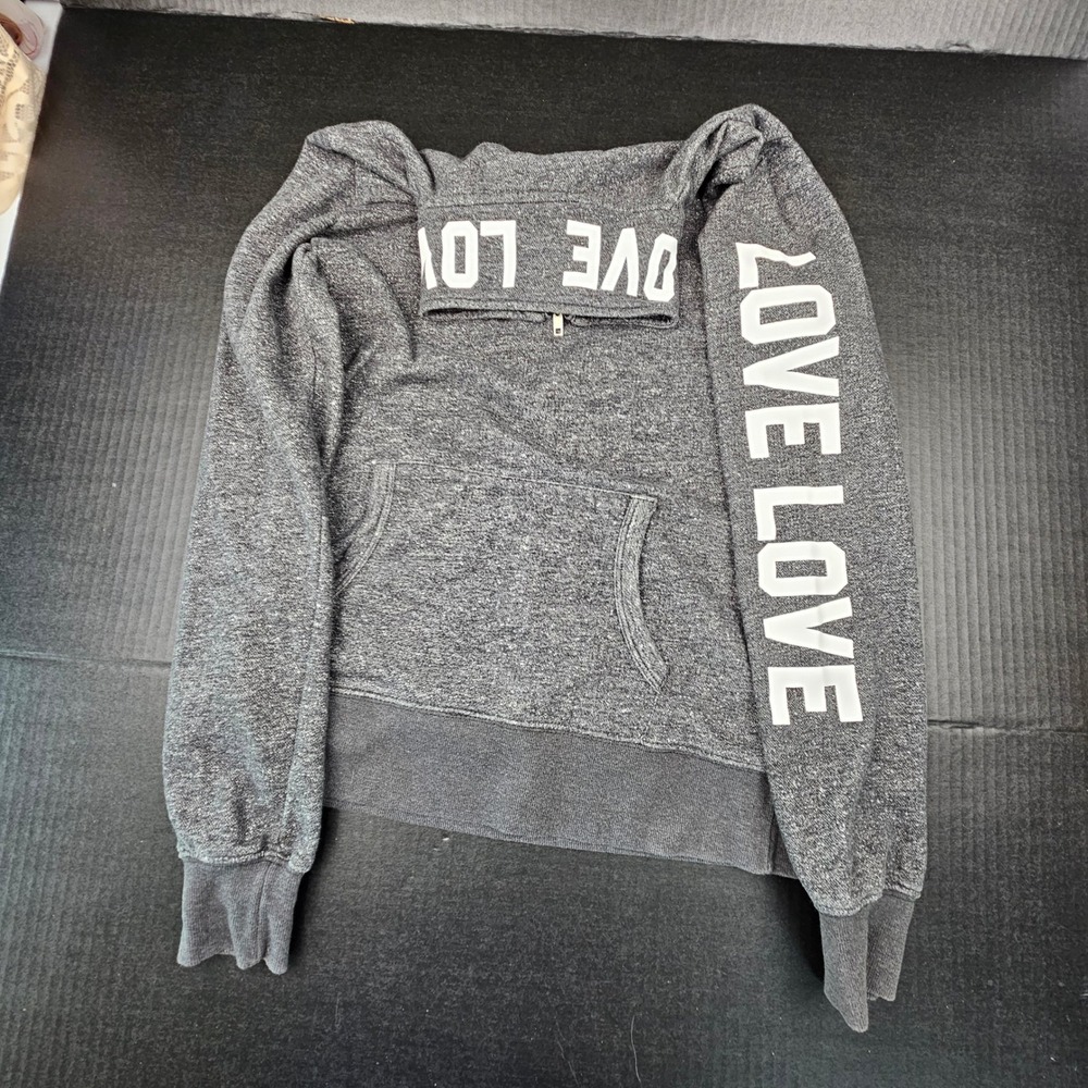 Reflex Youth Juniors XL Gray LOVE Graphic Zip Sweatshirt Pullover J480 Y2K Cozy